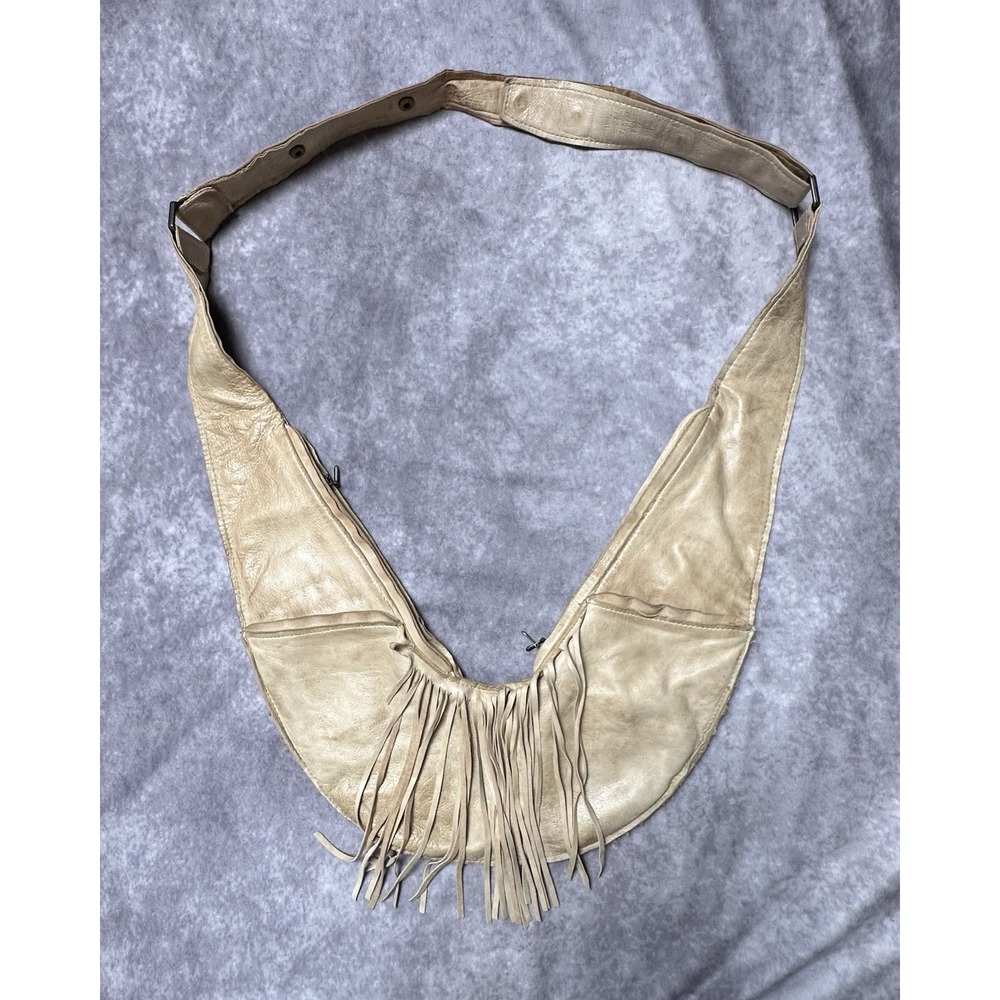 Authentic Sash Bag Leather Fringe Crossbody Tan 10-Pocket Ergonomic India READ